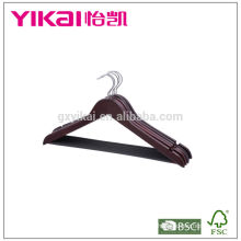 Mahogany color shirt wooden hanger with round bar